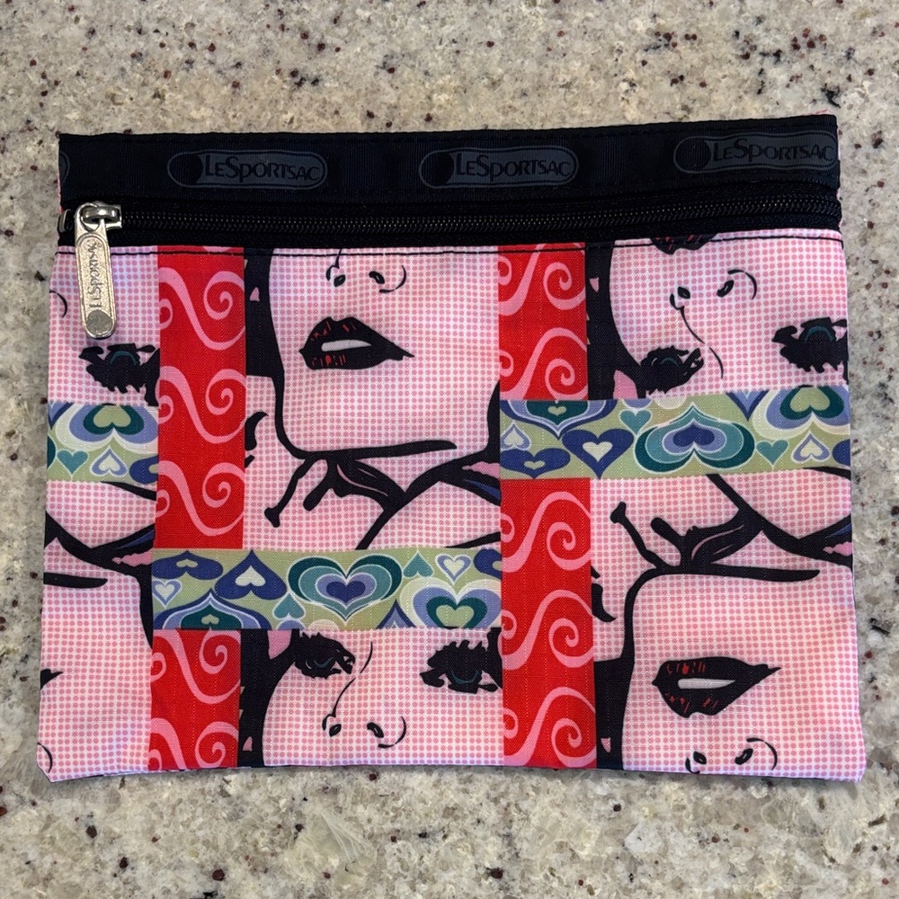 LeSportsac Red and Pink Graphic Cosmetic Bag